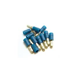 100 COSSES BLEUES RONDES MÂLES PRÉ-ISOLÉES À MANCHON PVC - SECTION DE CÂBLE : 0,5-1,5 mm²